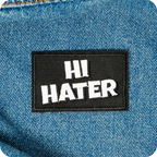Hi Hater Black Iron On Patch (7.8 x 5cm)