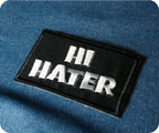 Hi Hater Black Iron On Patch (7.8 x 5cm)