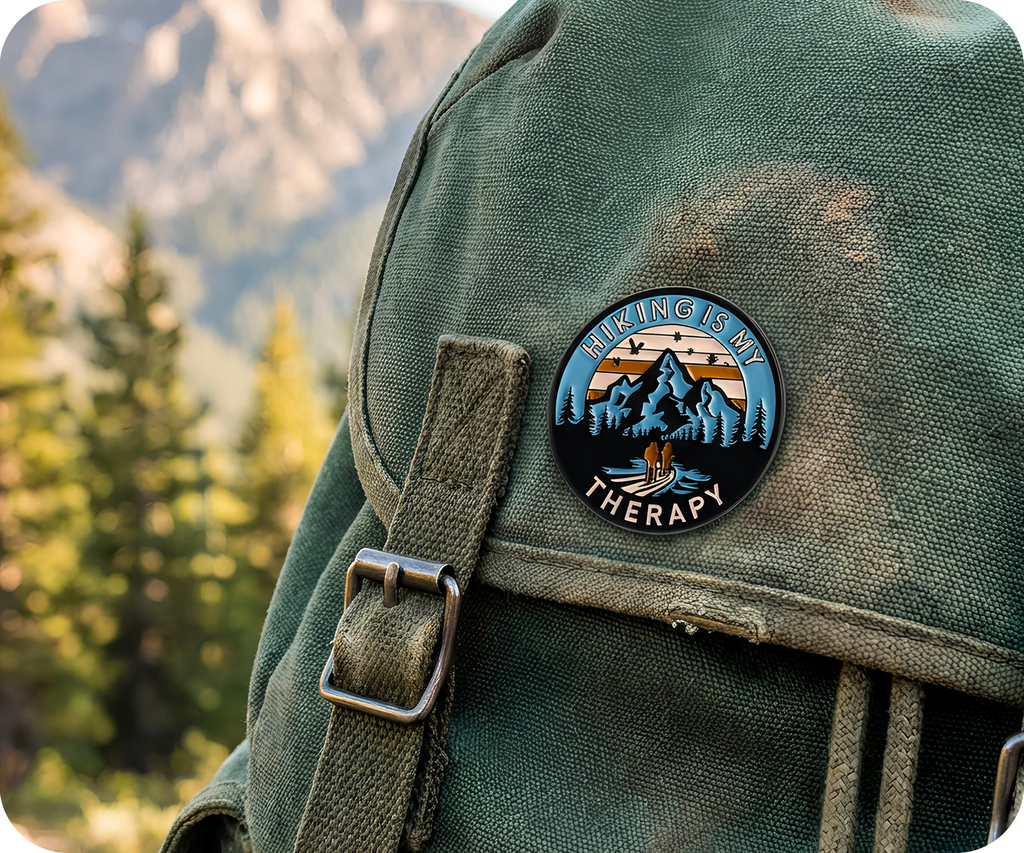 Hiking Is My Therapy Pin Badge