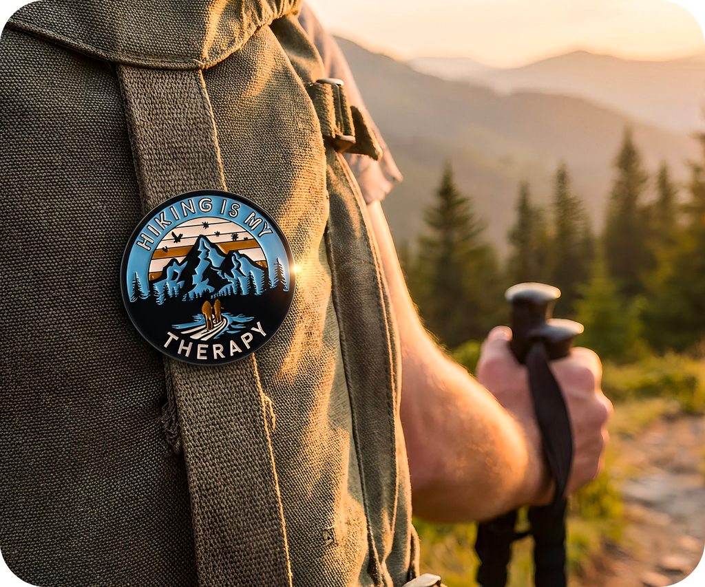 Hiking Is My Therapy Pin Badge