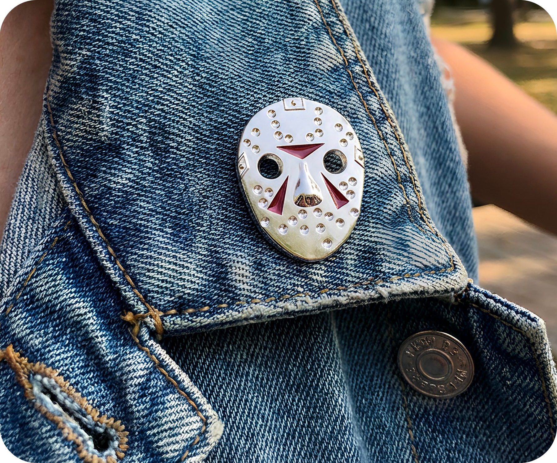 Ice Hockey Mask Horror Pin Badge