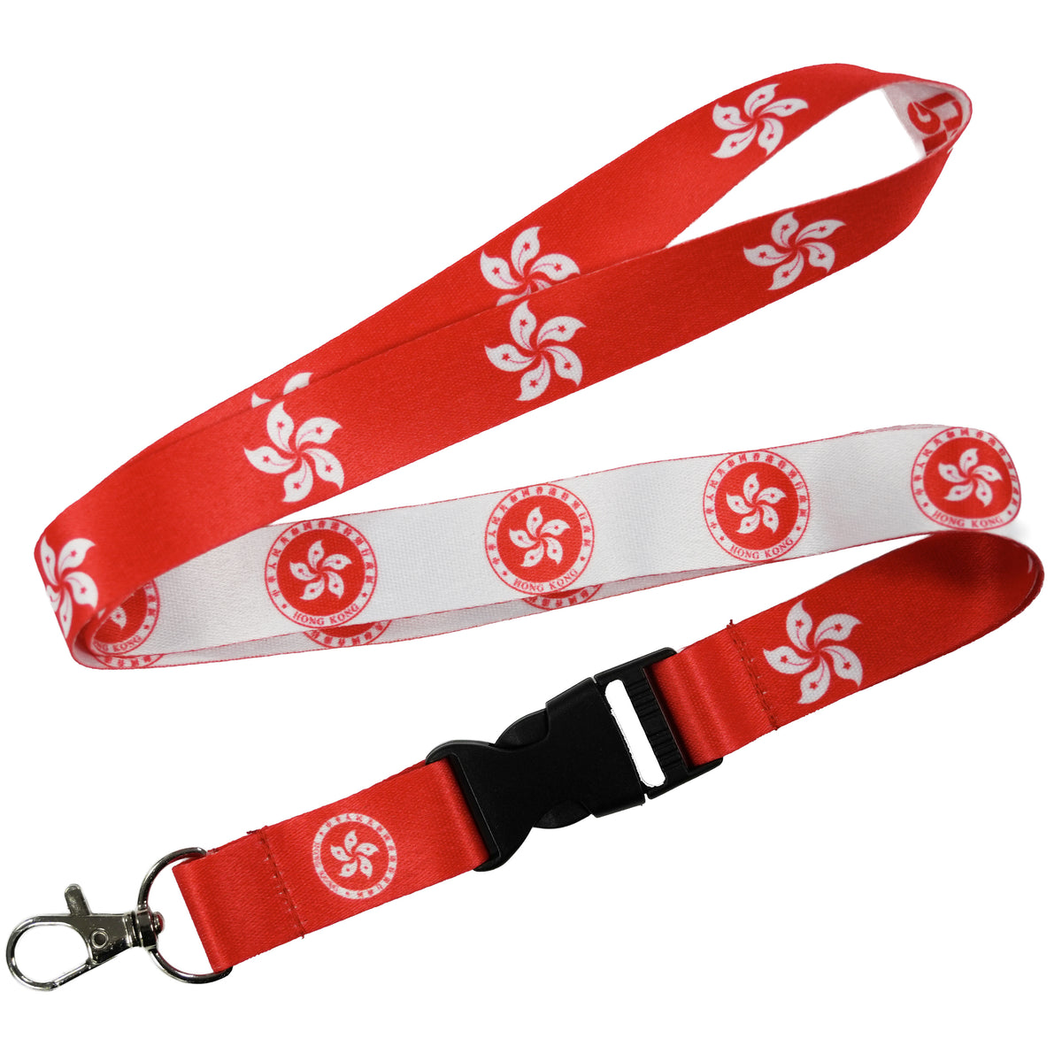 Hong Kong Flag Lanyard – Red & White Bauhinia Flower Design Main image