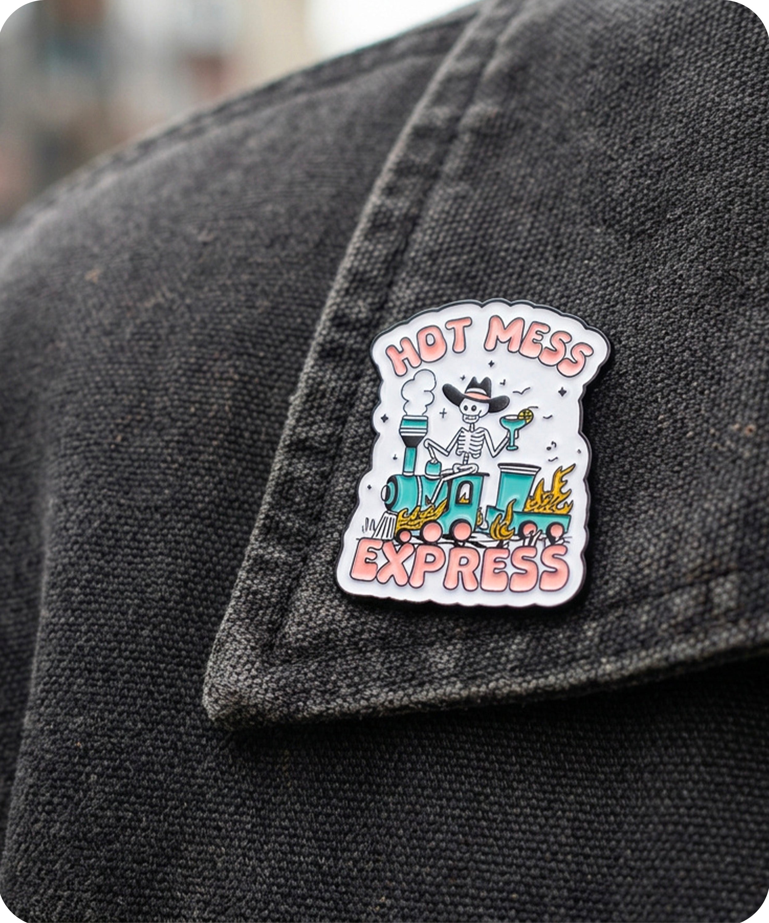 Hot Mess Express Funny Skeleton Train Enamel Lapel Pin Badge Imagen secundaria del producto