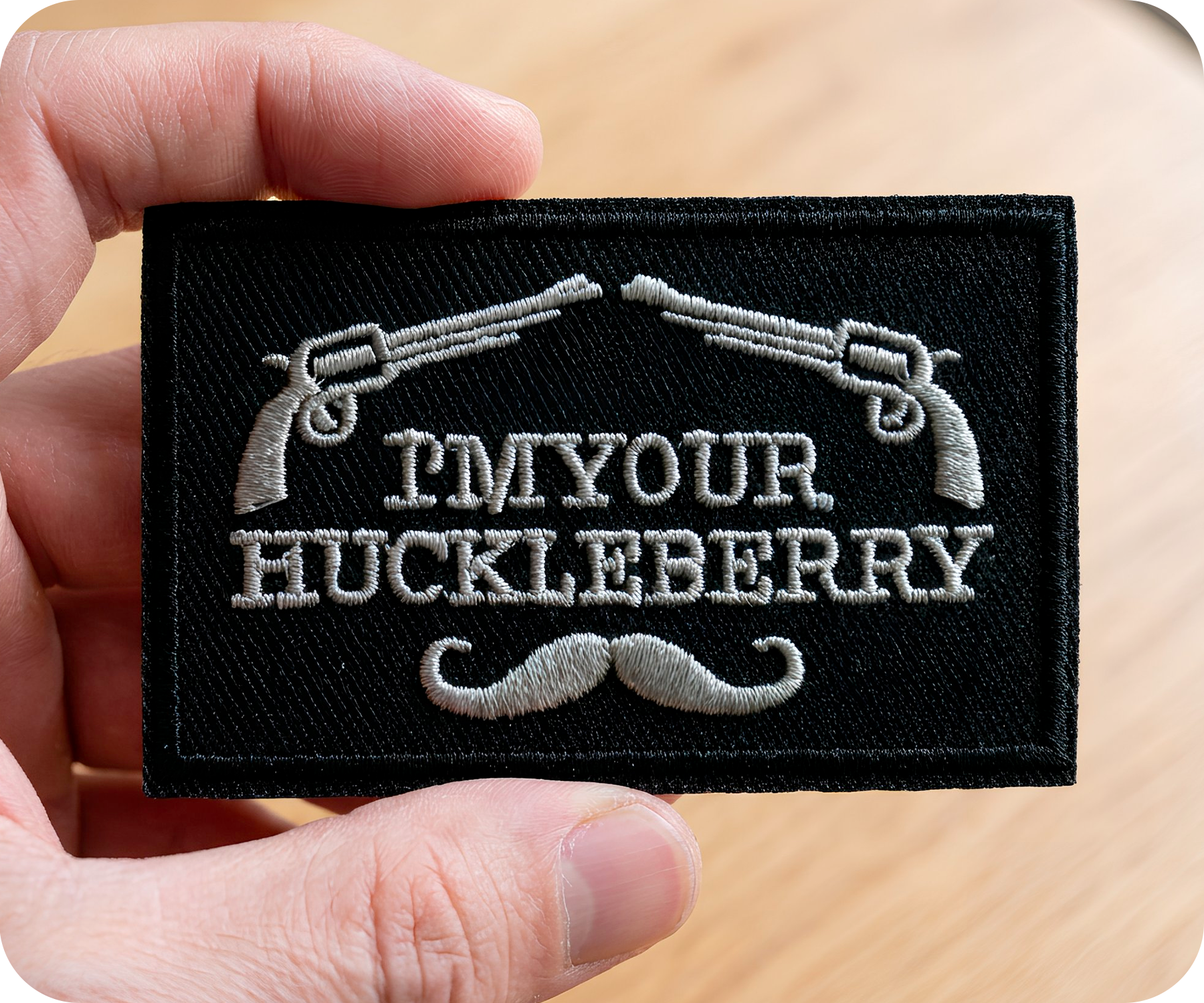 I'm Your Huckleberry Moustache Iron On Patch (7.8 x 5cm) Secondary image