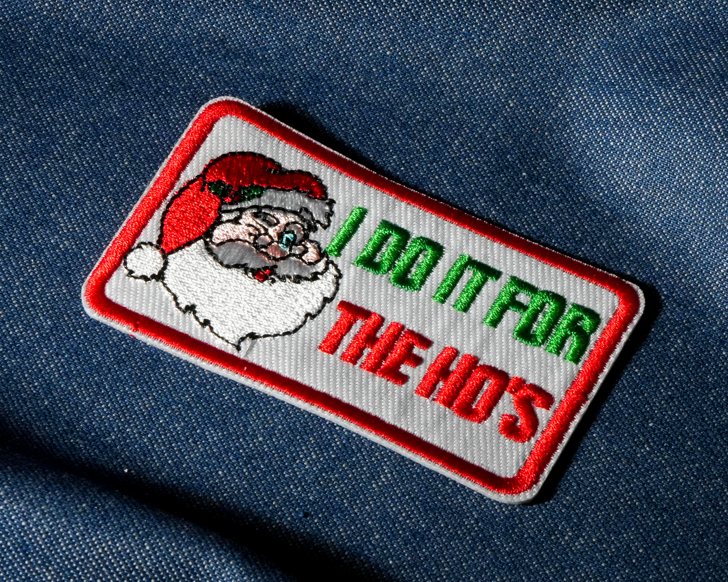 I Do It For The Ho's Santa Clause Xmas Patch Iron On (8 x 4.5cm) Secondary image