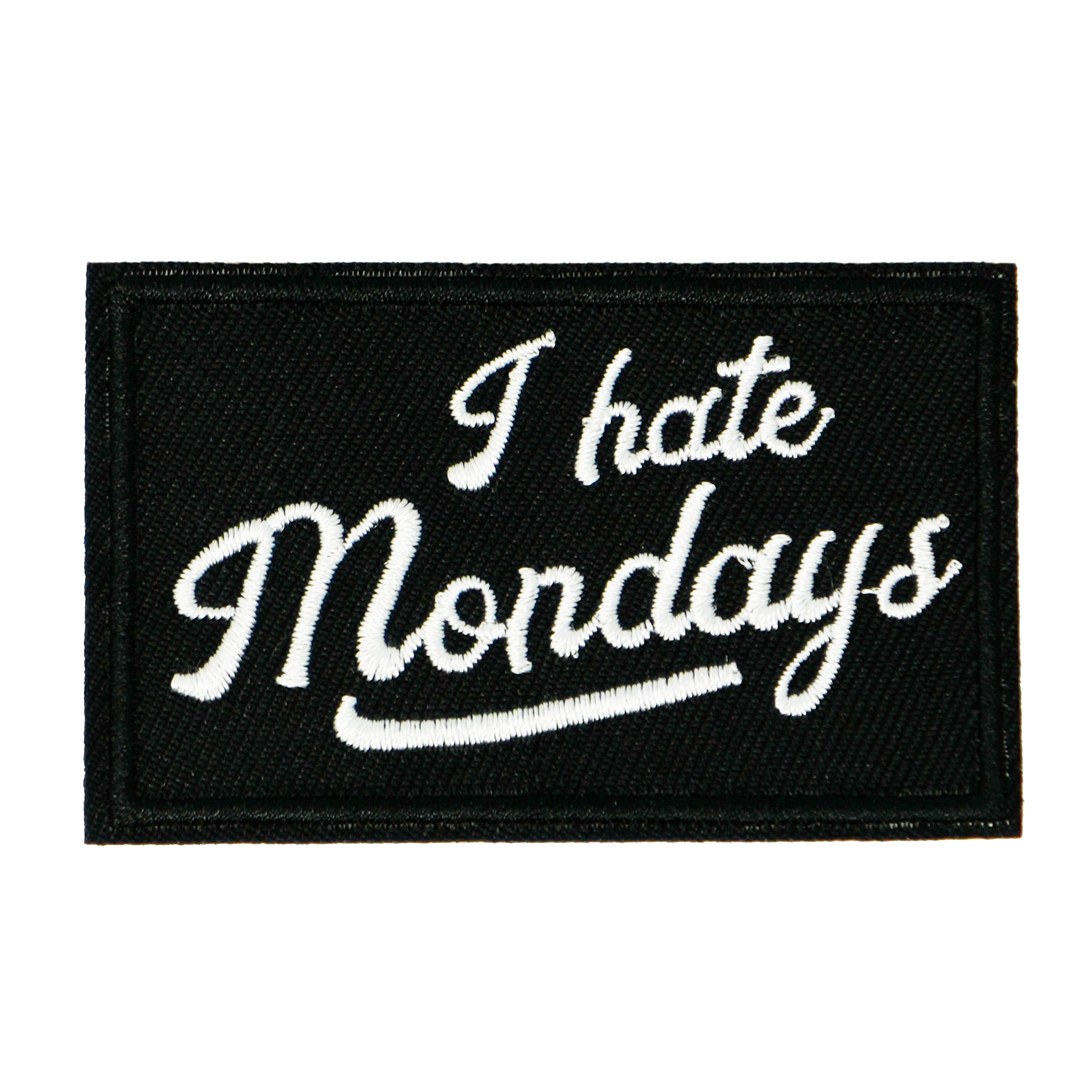 I Hate Mondays Black Iron On Patch (7.8 x 5cm) Main image