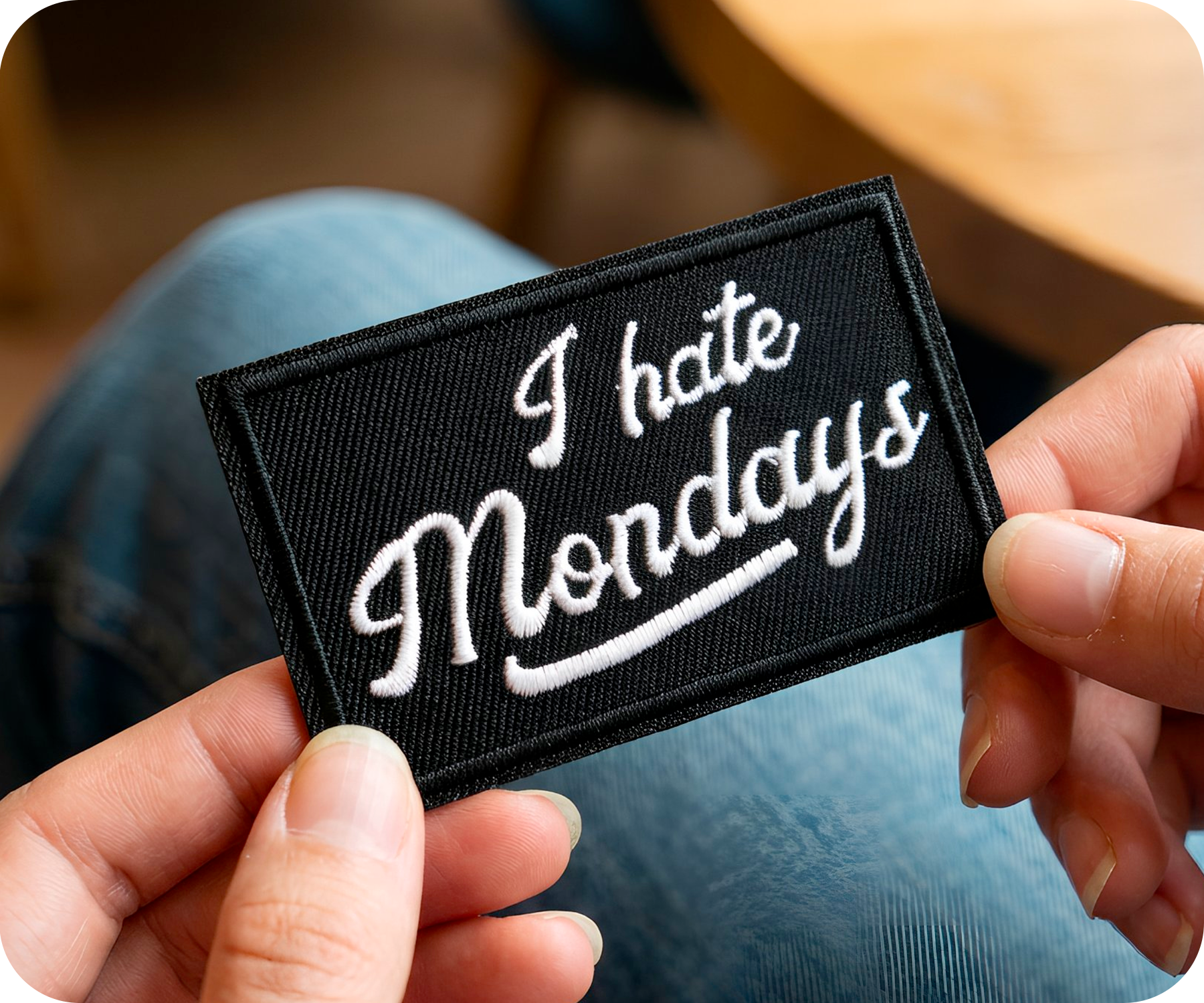 I Hate Mondays Black Iron On Patch (7.8 x 5cm) Secondary image