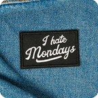 I Hate Mondays Black Iron On Patch (7.8 x 5cm)