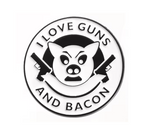 I Love Guns & Bacon Funny Pin Badge