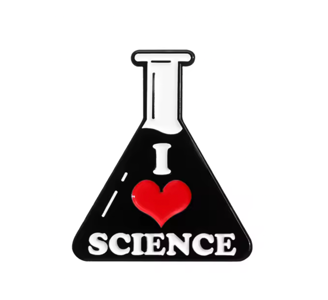Pin con forma de tubo de ensayo "Me encanta la ciencia" Imagen principal del producto