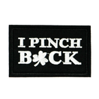 I Pinch Back Shamrock Irish Clover Black Iron On Patch (7.8 x 5cm)
