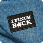 I Pinch Back Shamrock Irish Clover Black Iron On Patch (7.8 x 5cm)