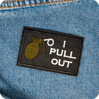I Pull Out, Grenade Funny Black Iron On Patch (7.8 x 5cm)