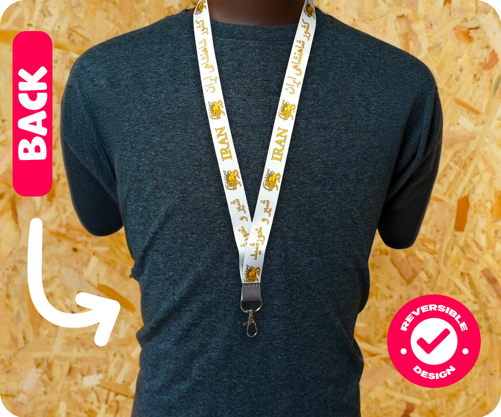 Iran Lion and Sun Black & Gold Lanyard