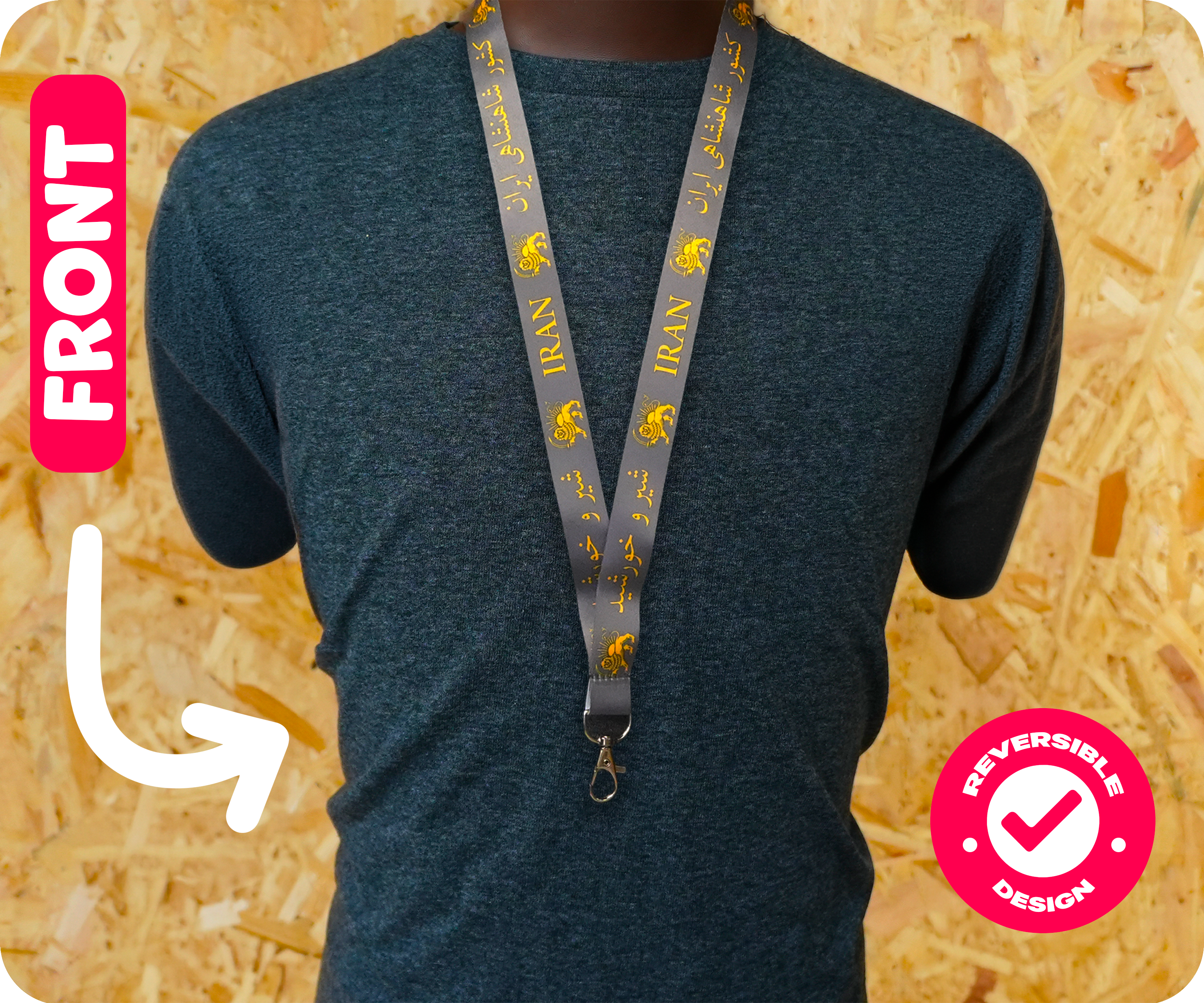 Iran Lion and Sun Black & Gold Lanyard Imagen secundaria del producto