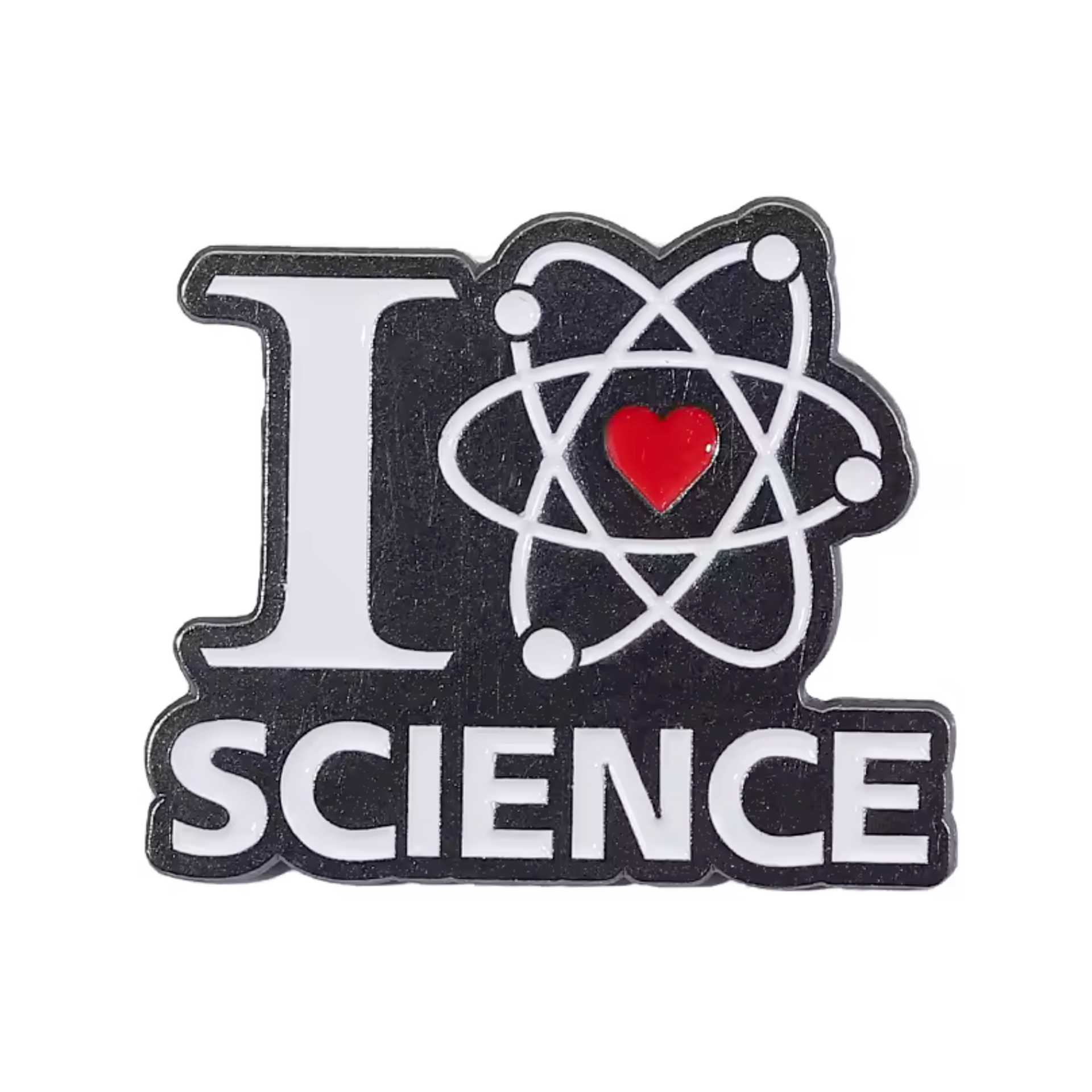 Insignia de metal de átomos "Me encanta la ciencia" Imagen principal del producto