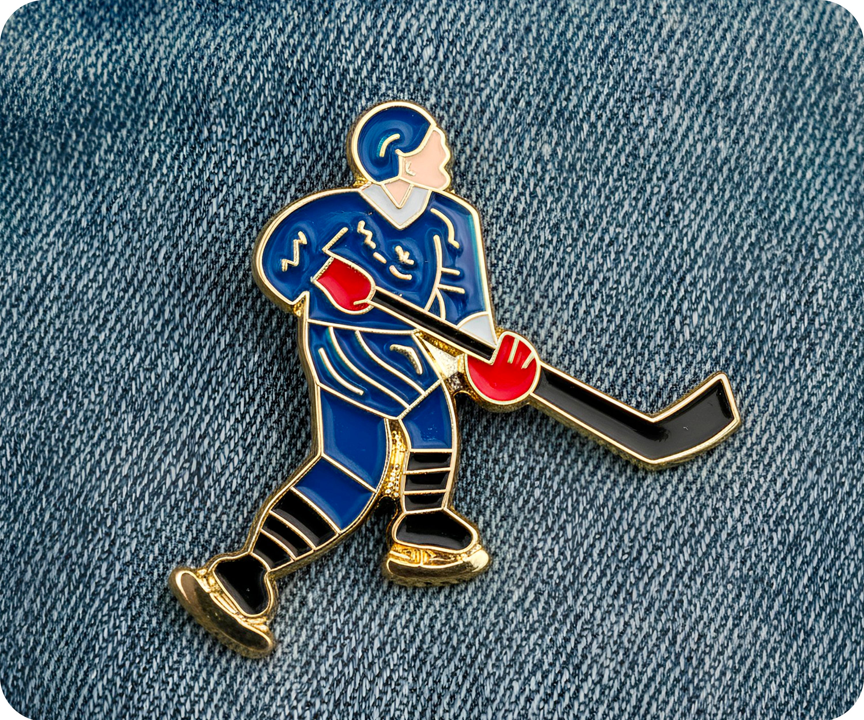 Pin de jugador de hockey sobre hielo Imagen secundaria del producto