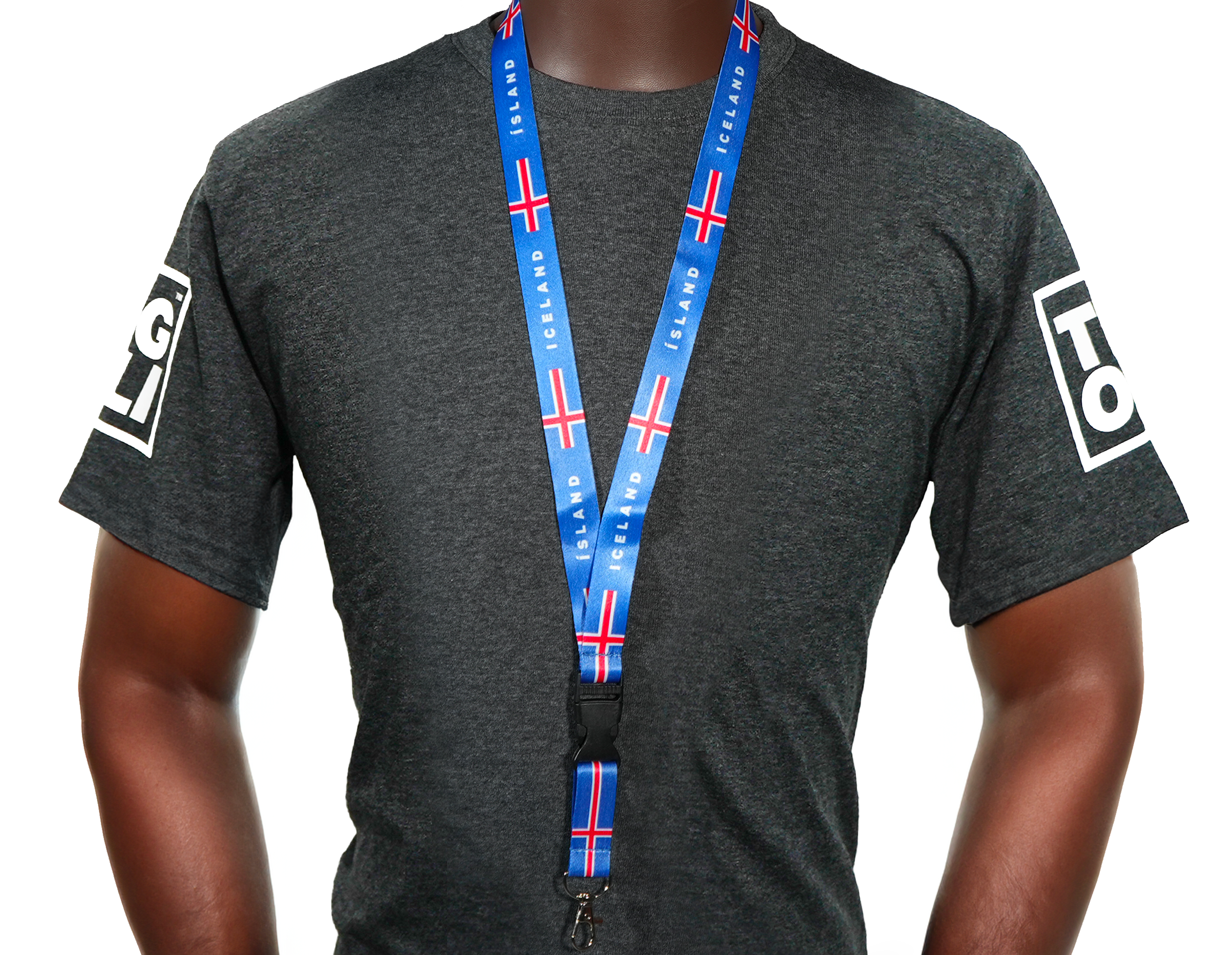 Iceland Flag Lanyard – Blue, Red & White “Iceland/Ísland” Secondary image