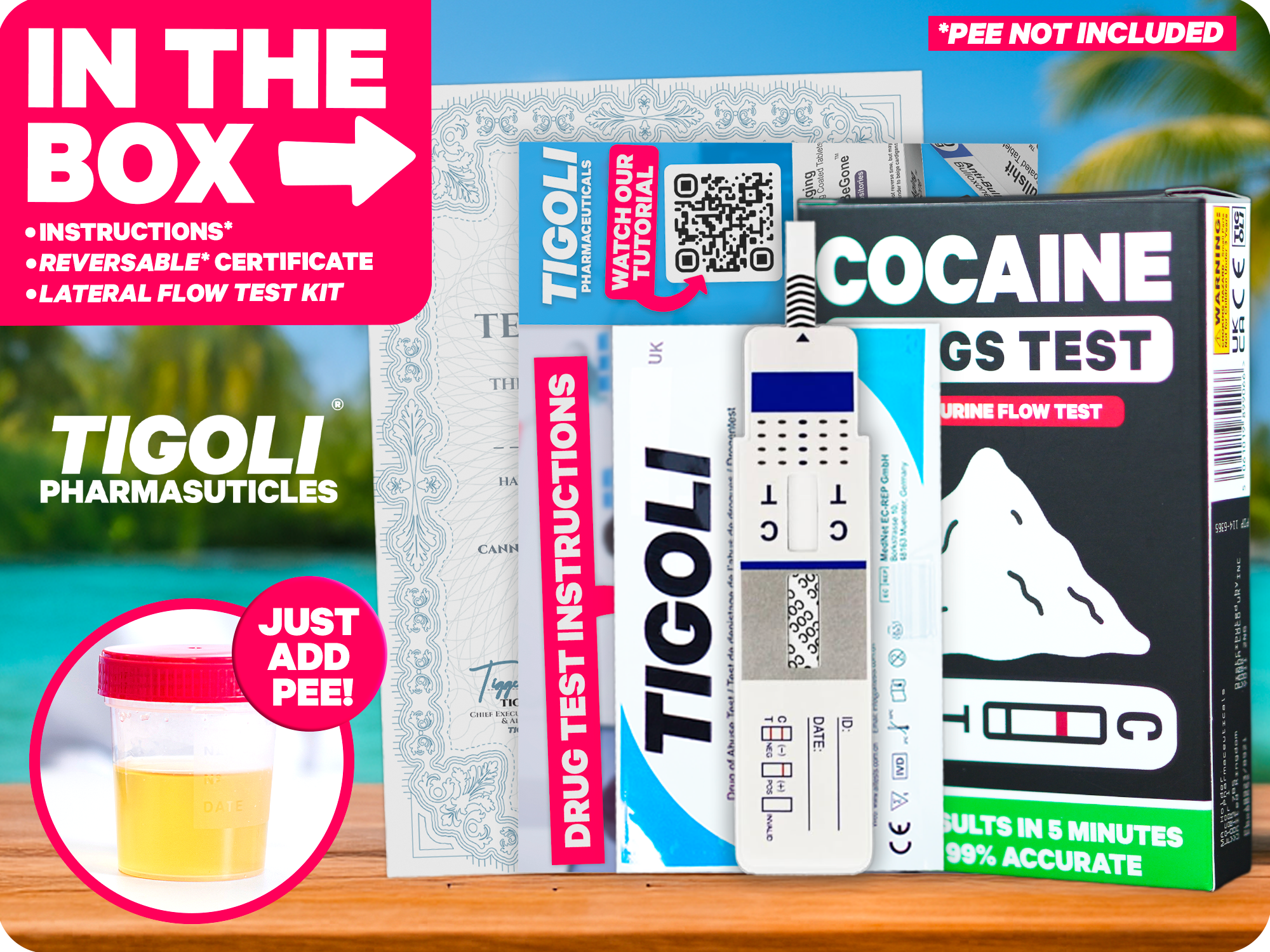 Kit de detección de cocaína – Prueba de orina rápida de flujo lateral – Regalo de broma divertido y kit de prueba casera Imagen secundaria del producto