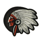 Native American Indian Head Brown Patch Iron On (12 x 11cm)