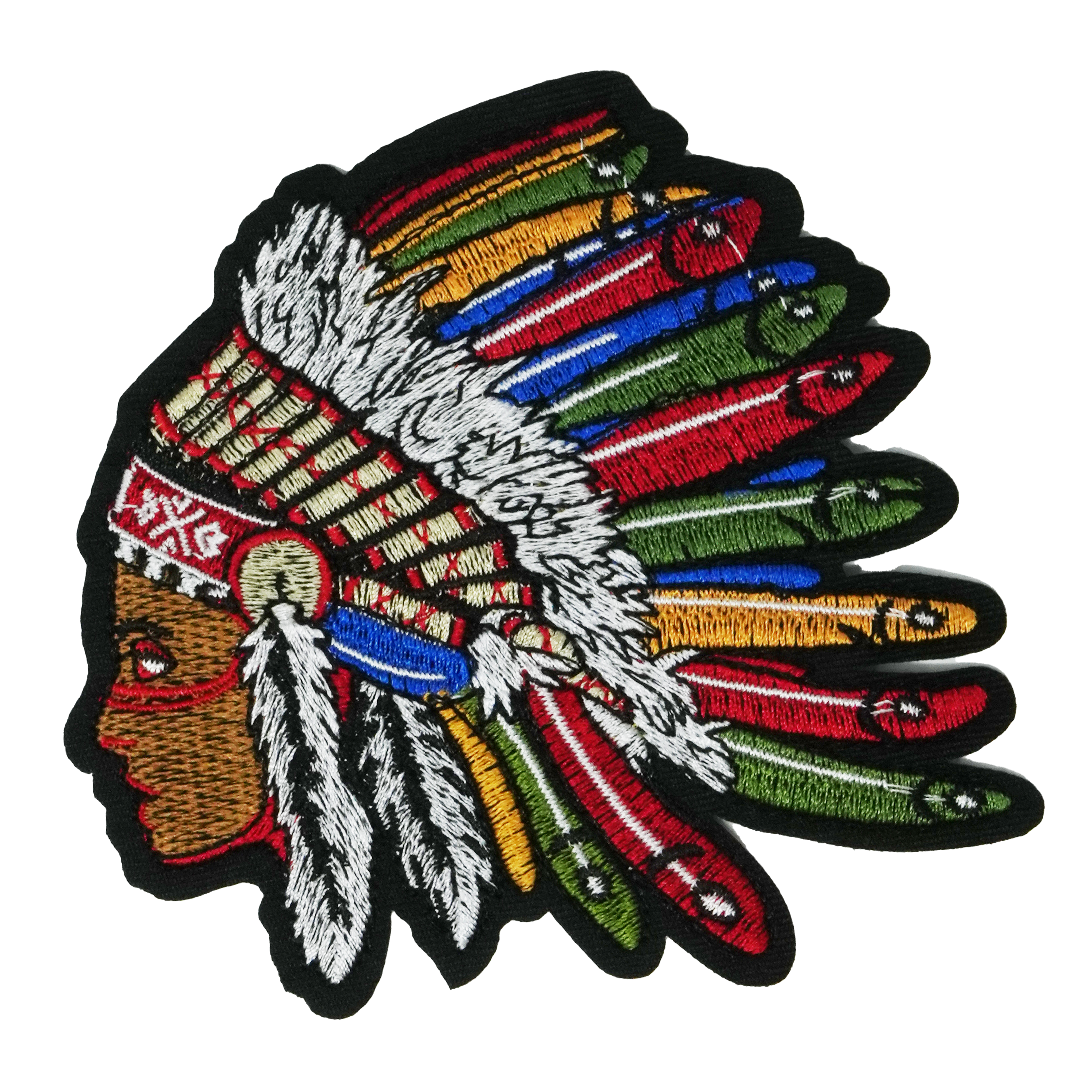 American Native Indian Colour Head Patch Iron On (11 x 12cm) Main image