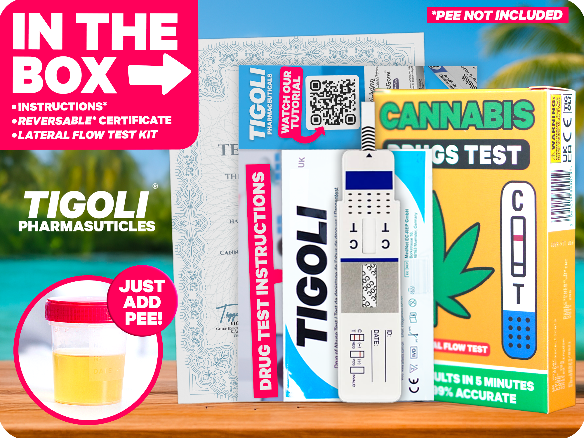 Kit de prueba de drogas de cannabis – Orina de flujo lateral rápido – Regalo de broma divertido y kit de prueba casero Imagen secundaria del producto