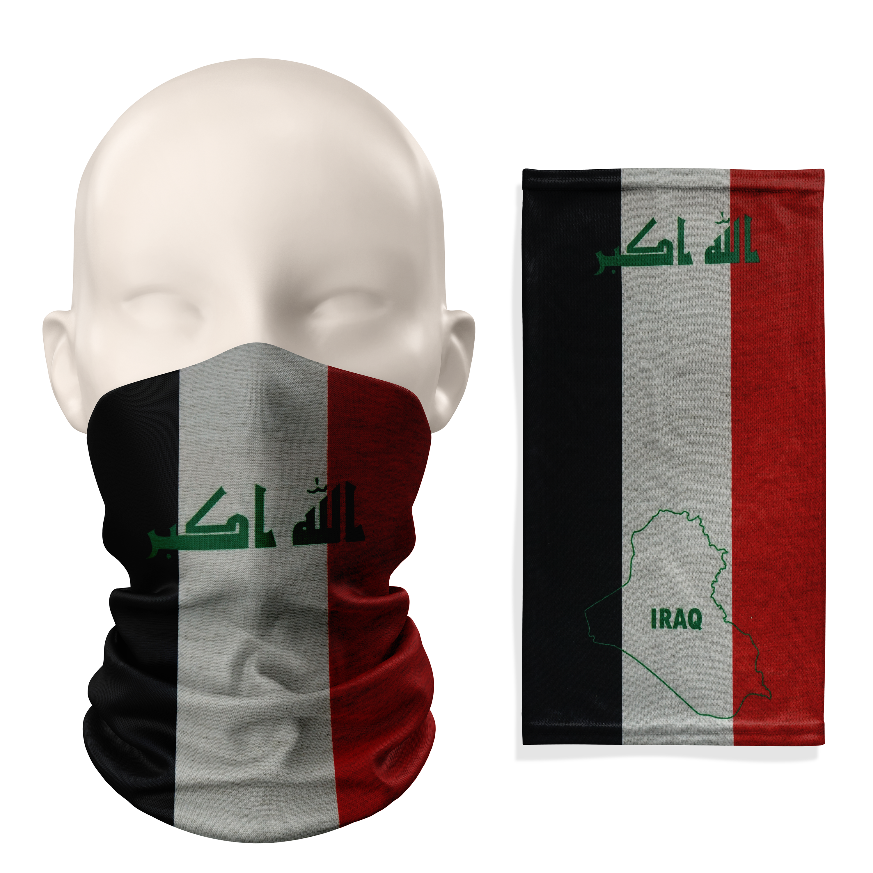 Iraq Flag Snood  – Breathable Mask Neck Gaiter Face Covering Main image