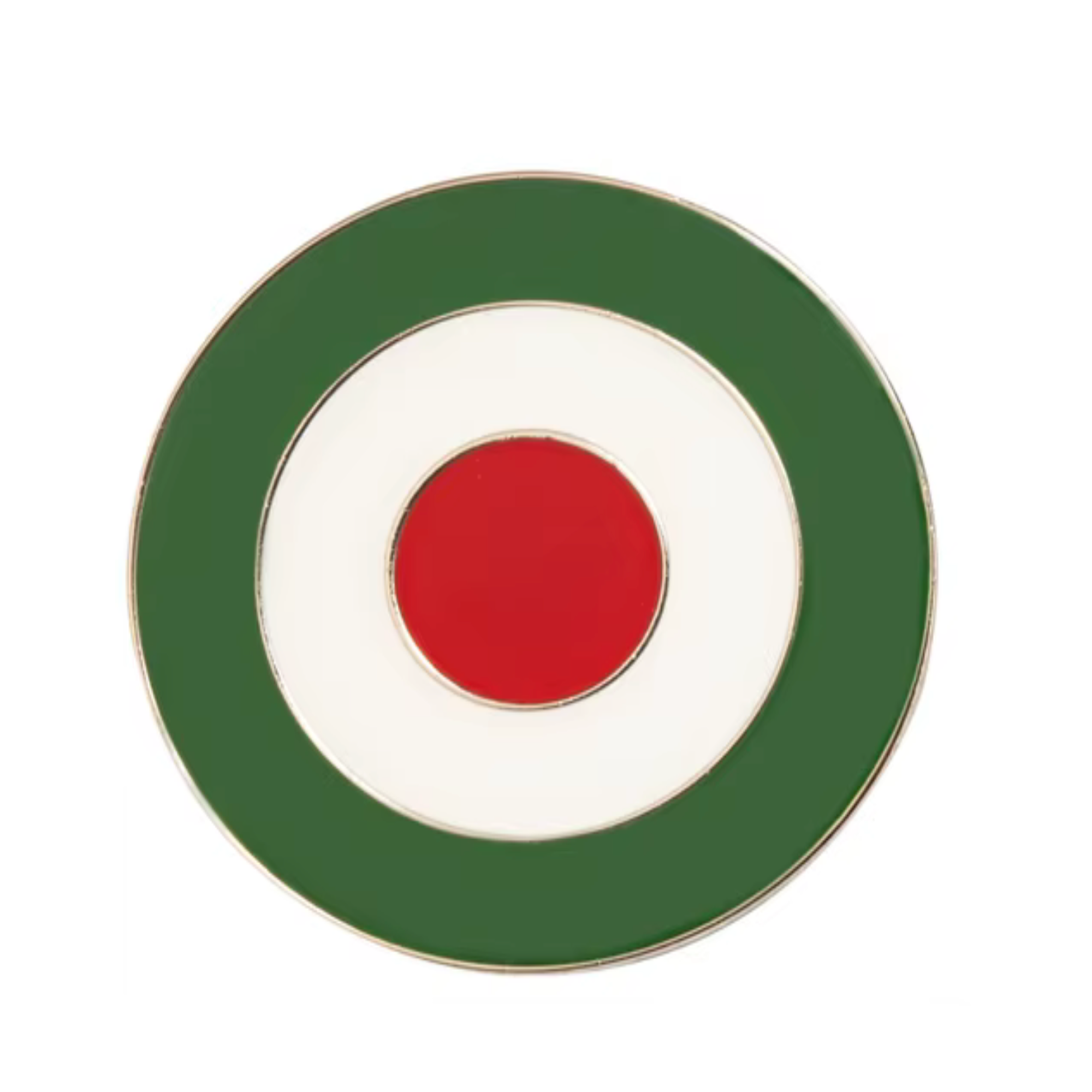 Insignia de bandera redonda con objetivo verde, blanco y rojo Imagen principal del producto