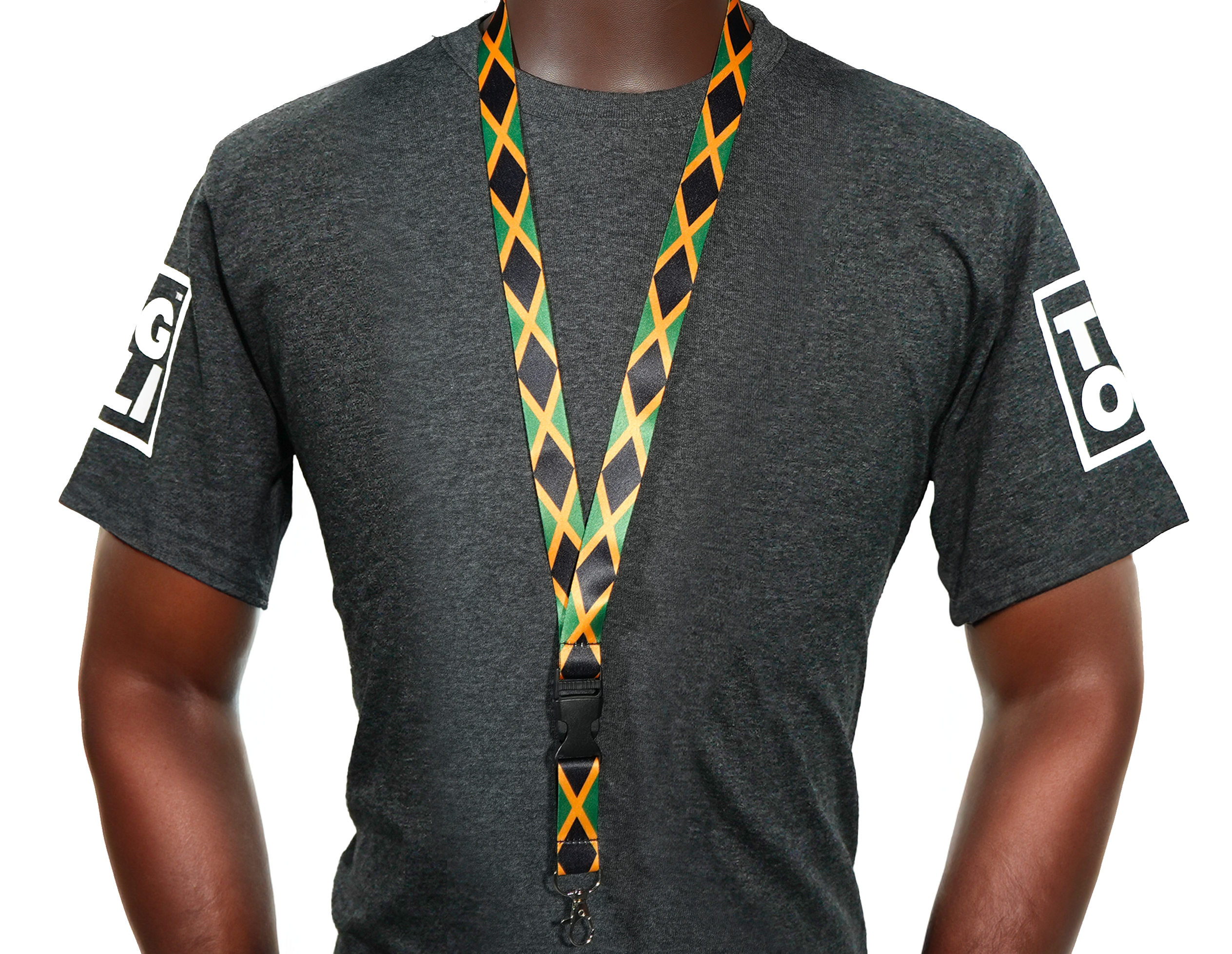Jamaica Flag Lanyard – Black, Green & Gold Caribbean Design Secondary image