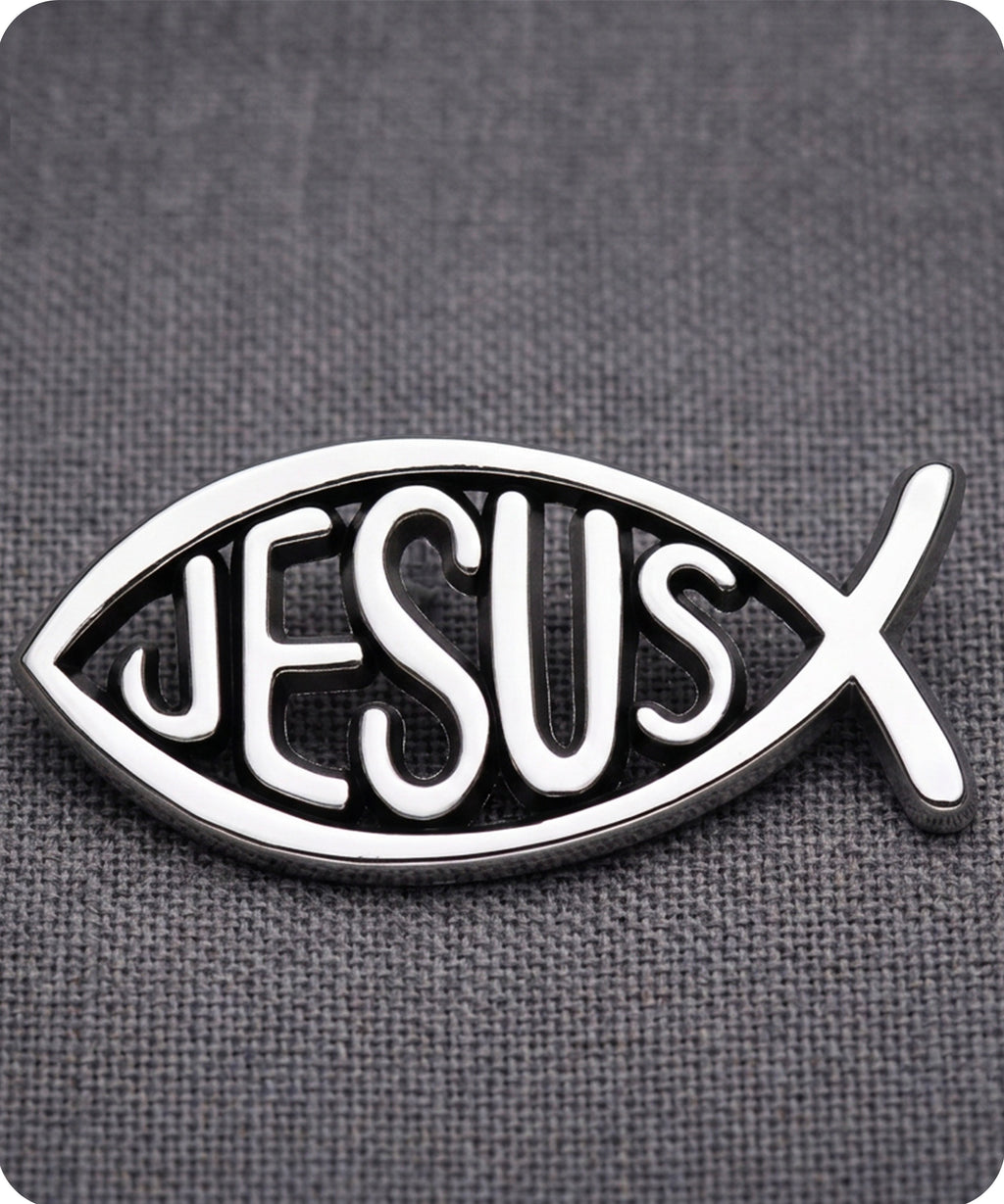 Jesus Fish Christian Enamel Lapel Pin Badge