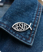 Jesus Fish Christian Enamel Lapel Pin Badge