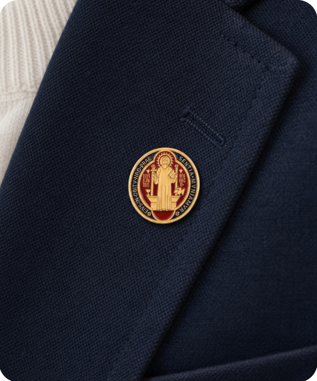 Saint Benedict Enamel Lapel Pin Badge