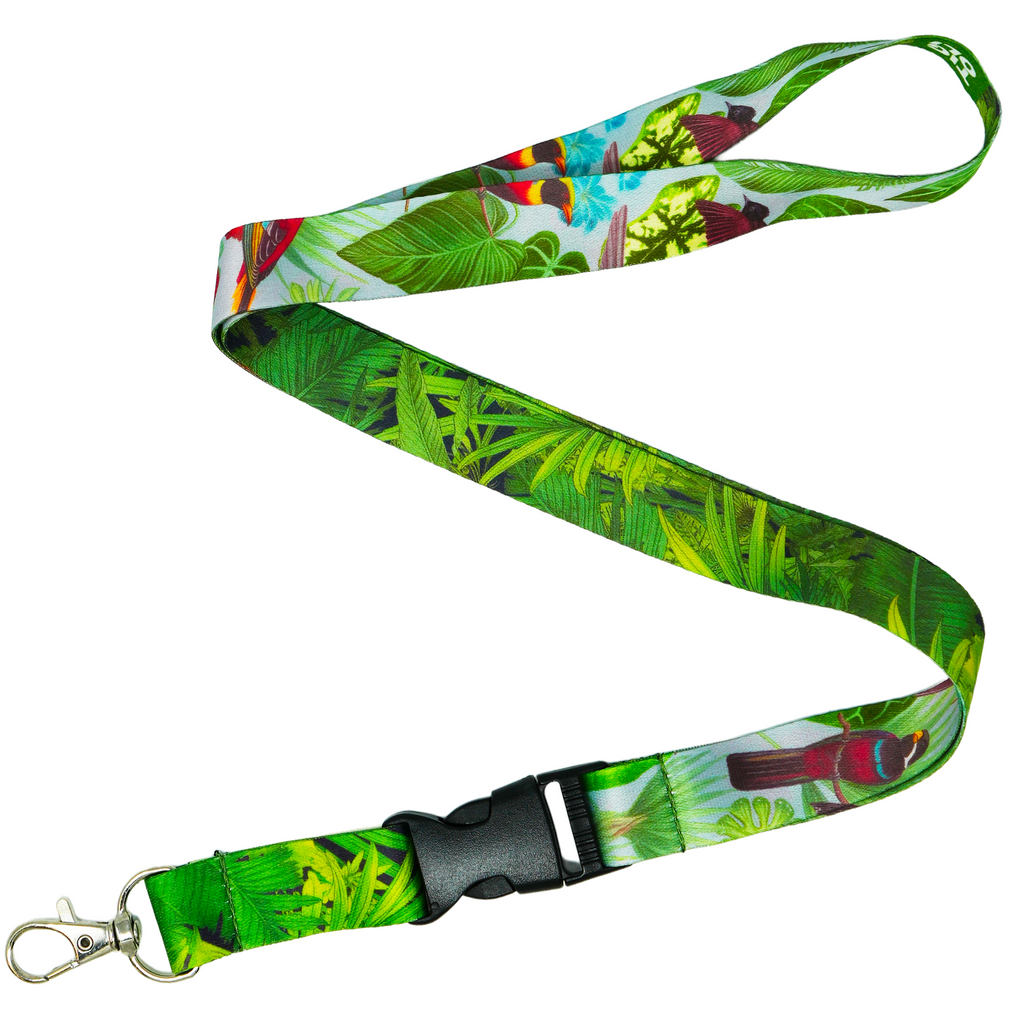 Tropical Birds and Jungle Leaf Lanyard