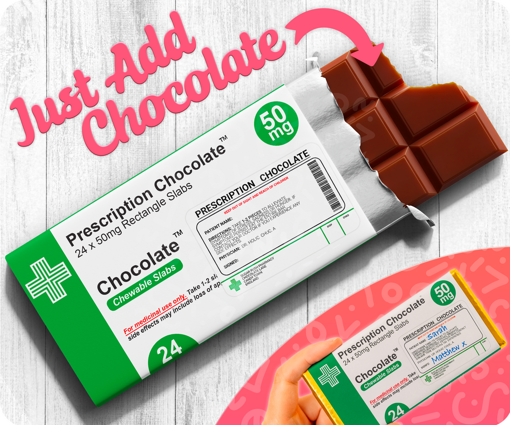 10 X Prescription Chocolate Bar Wrappers | Novelty Joke Fits Most Chocolate Bars