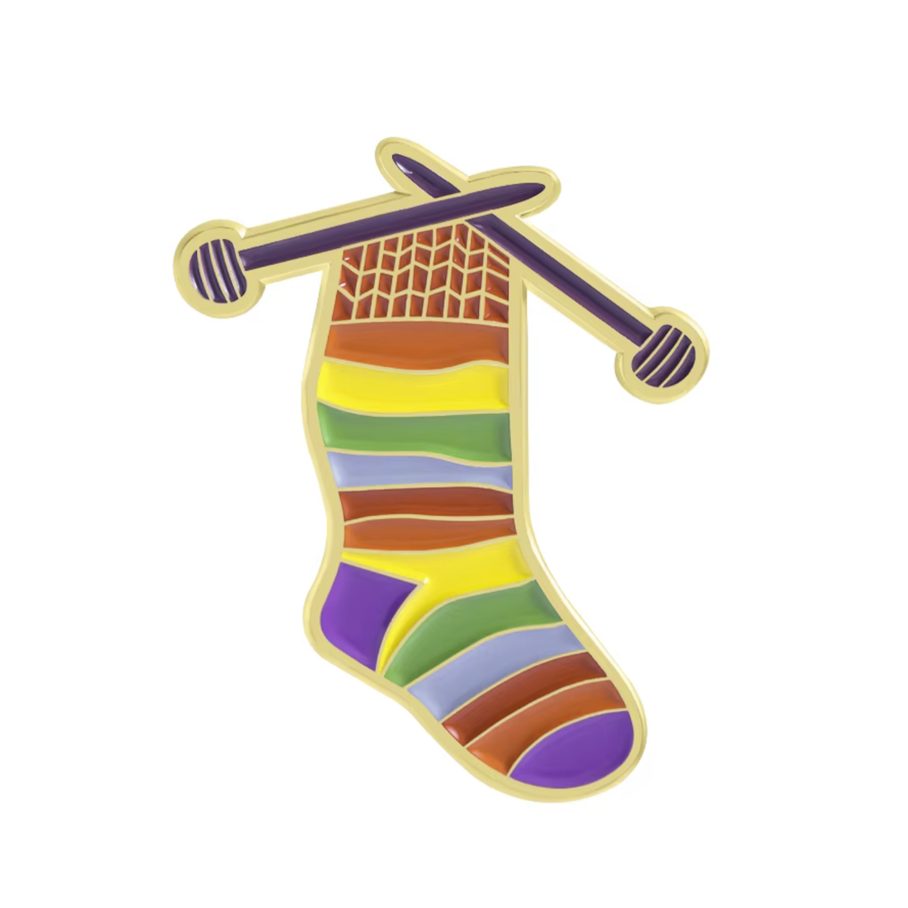 Pin de insignia de calcetín de punto arcoíris Imagen principal del producto