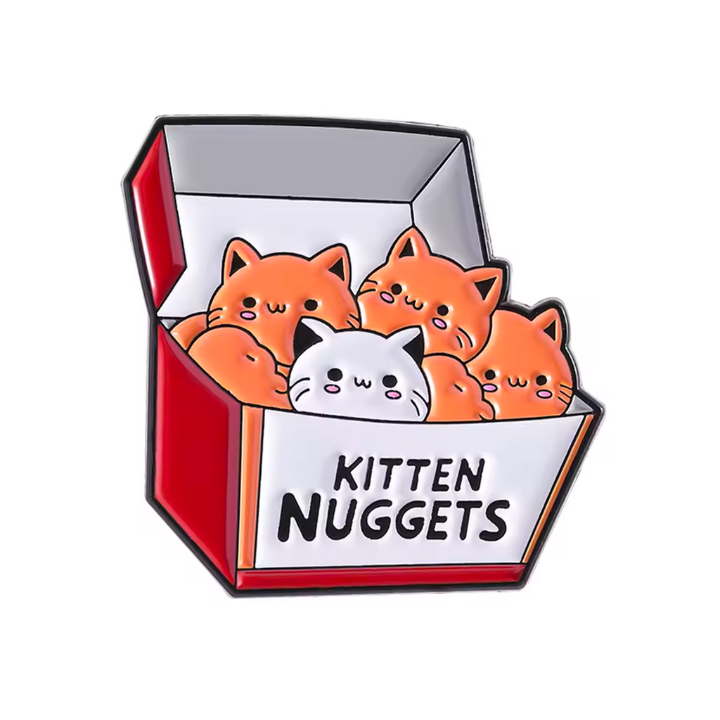 Insignia de alfiler divertida de comida rápida "Nuggets de gatito"