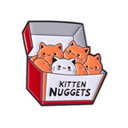Insignia de alfiler divertida de comida rápida "Nuggets de gatito"