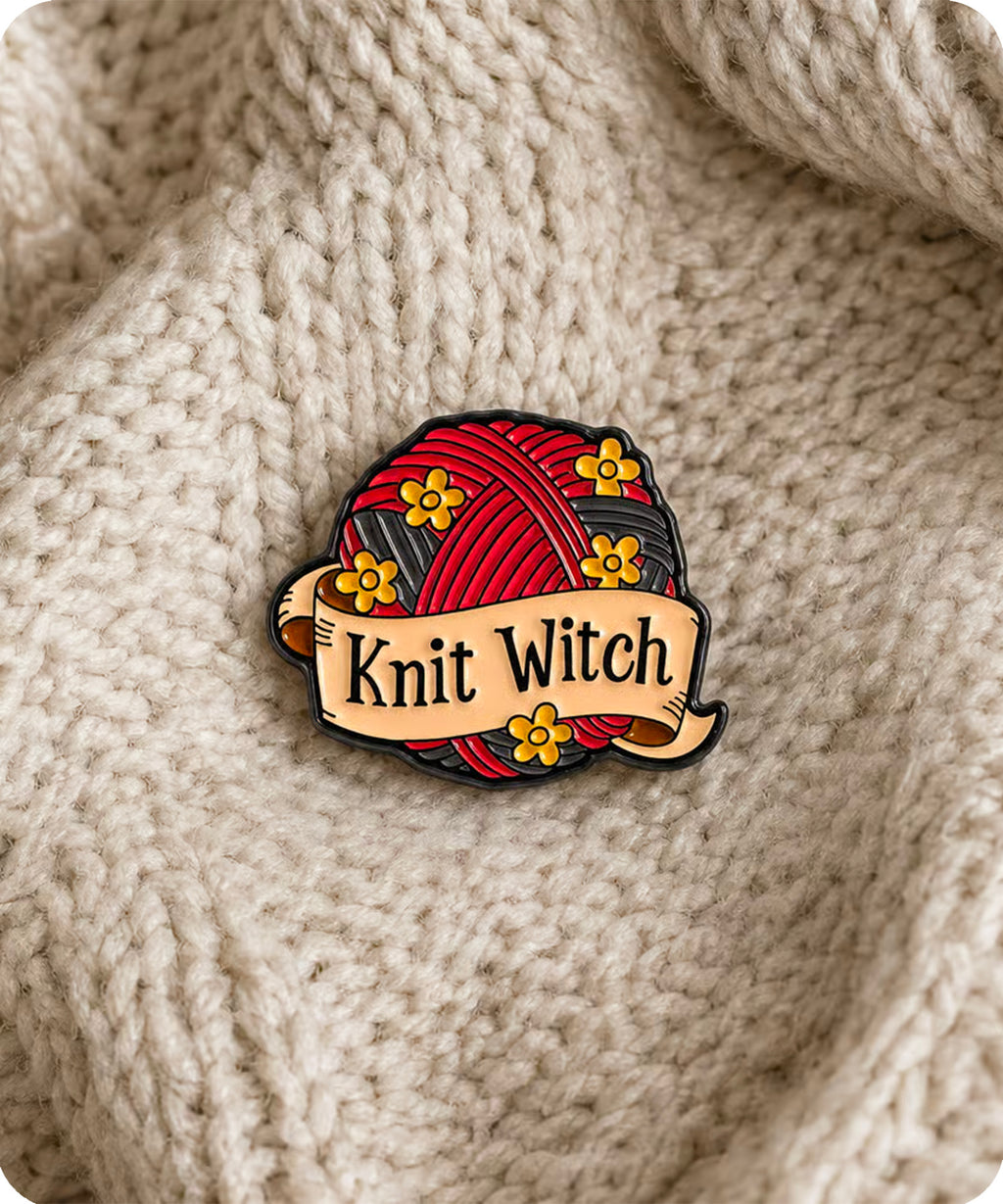 Knit Witch Enamel Pin Badge