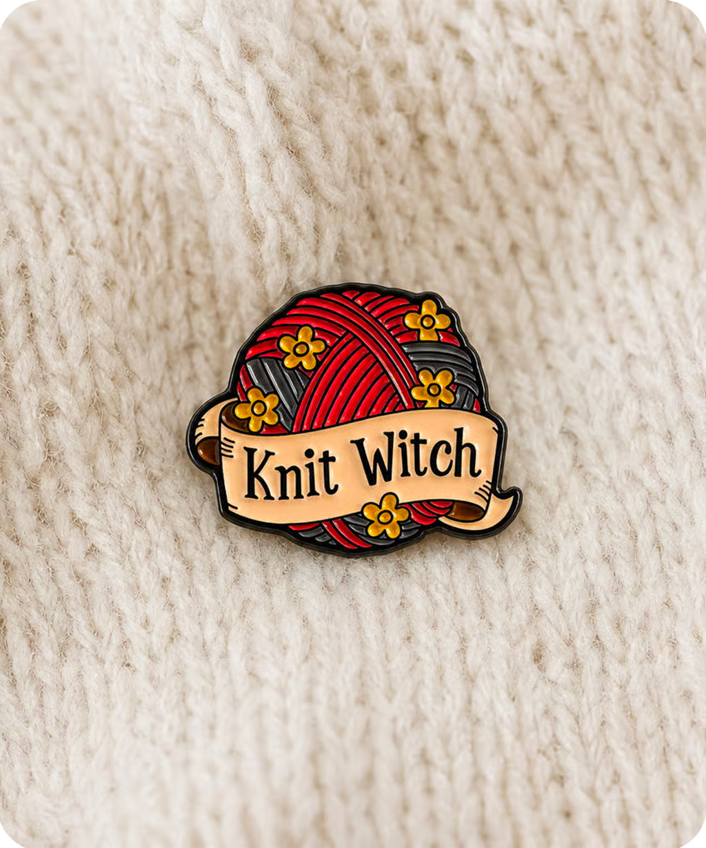 Knit Witch Enamel Pin Badge