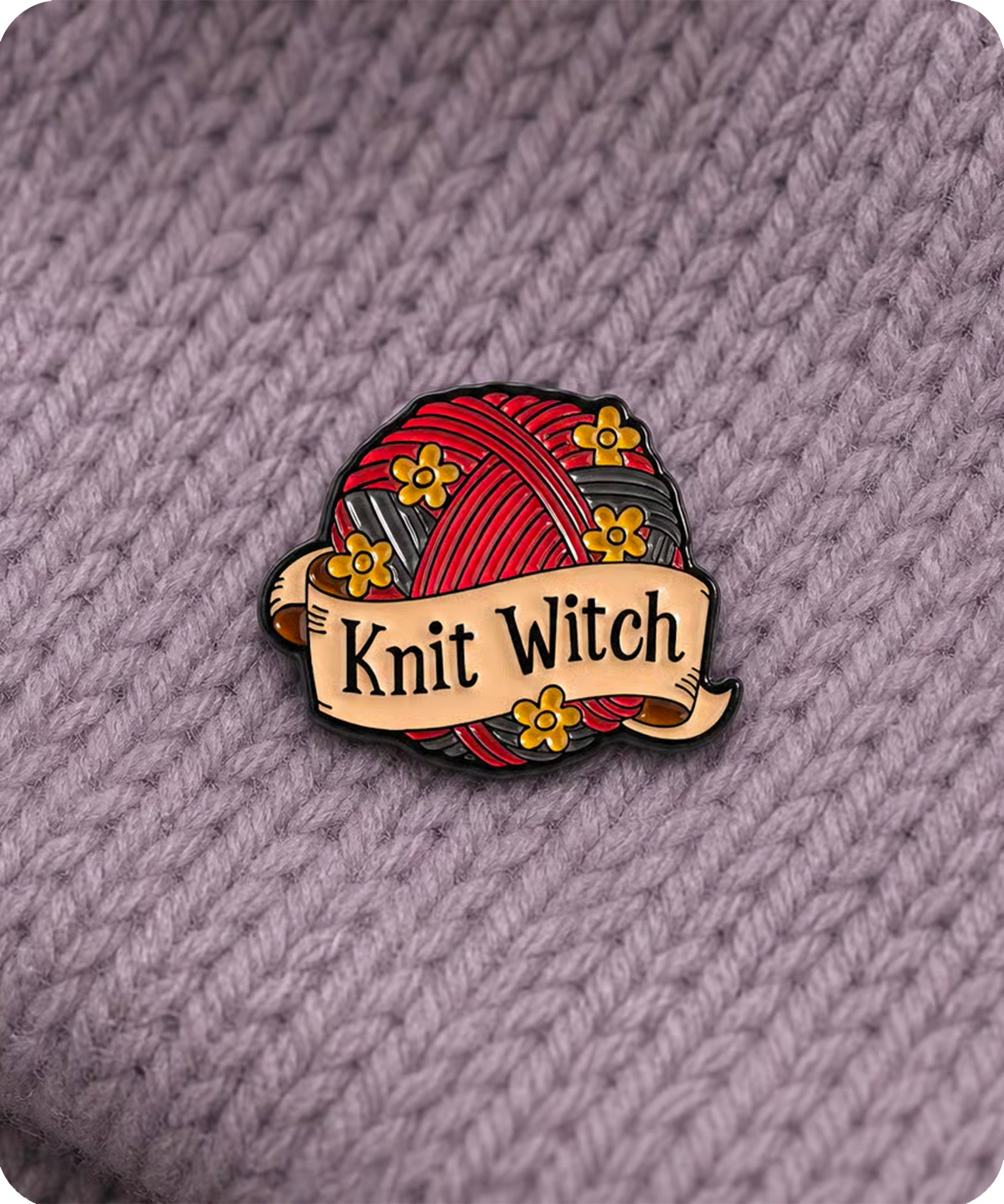 Knit Witch Enamel Pin Badge