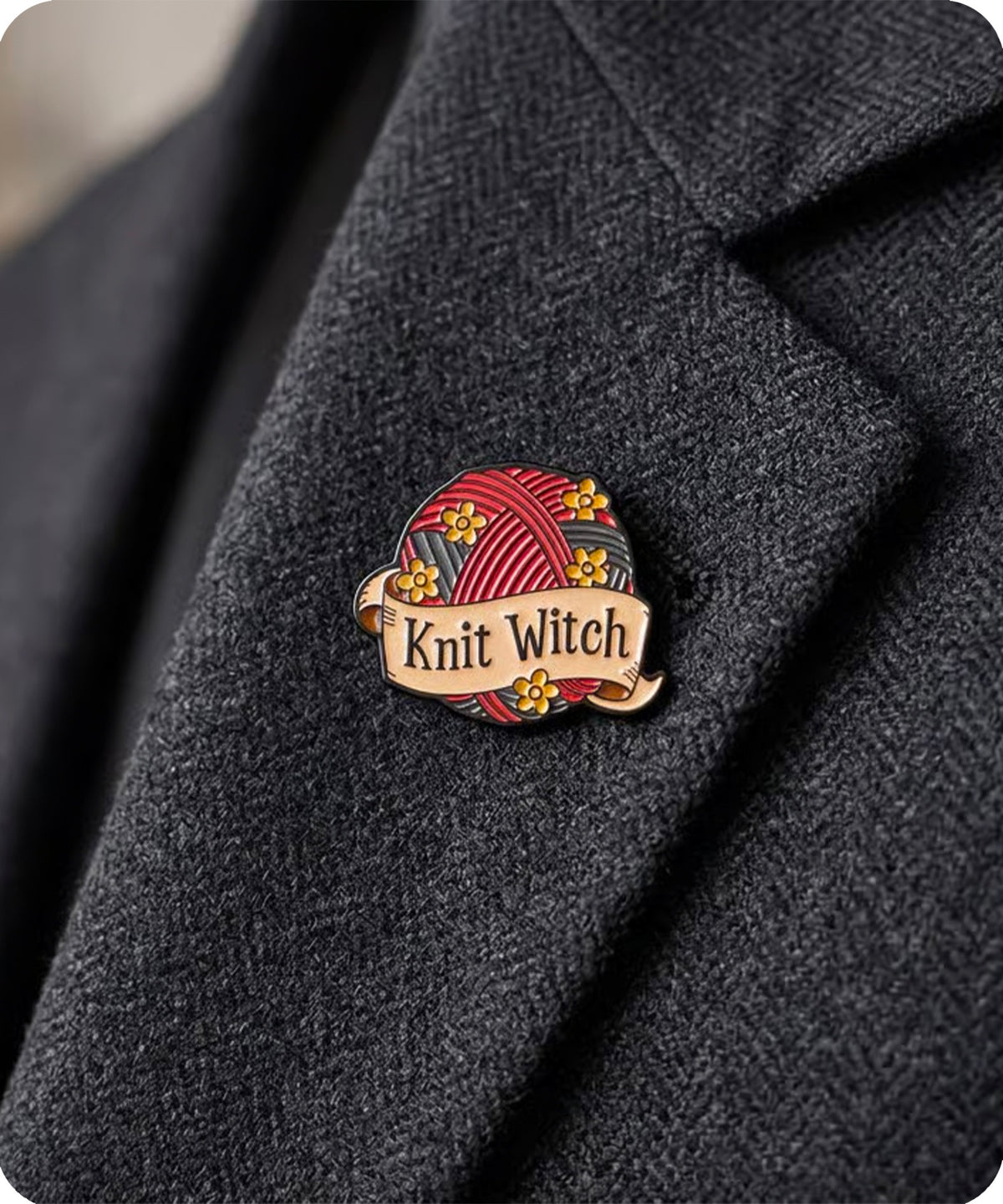 Knit Witch Enamel Pin Badge