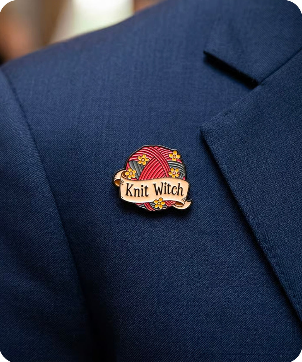 Knit Witch Enamel Pin Badge