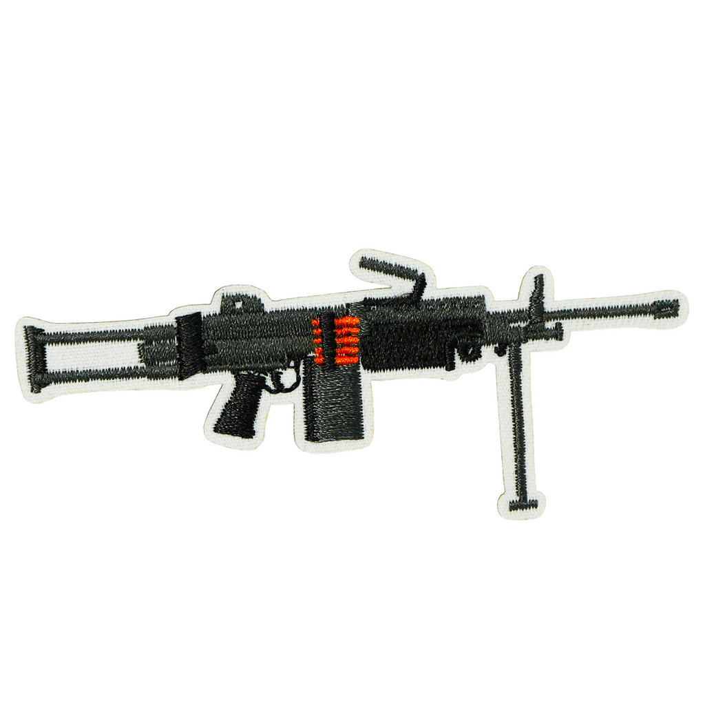 M249 SAW Machine Gun Iron On Patch (9.5 x 3cm)