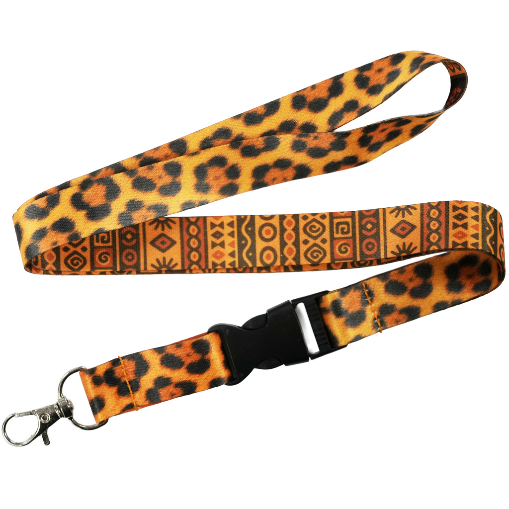 African Leopard Tribal Safari Print Lanyard