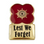Lest We Forget Gold Poppy Flower Pin Badge