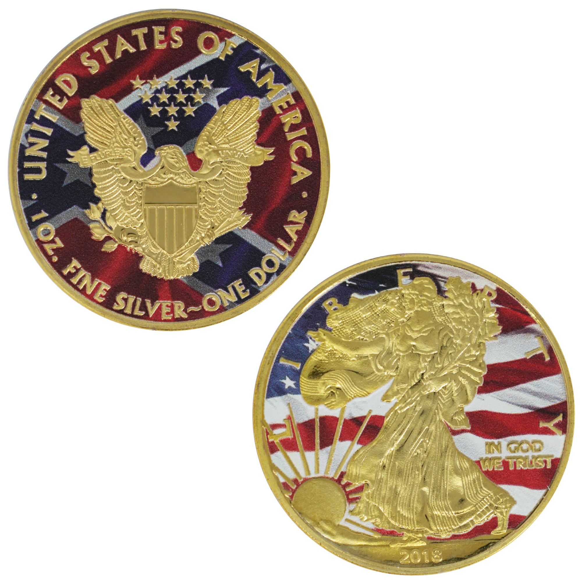 Moneda Águila Americana Liberty – Edición Bandera Patriótica (Superposición de Color) Imagen principal del producto