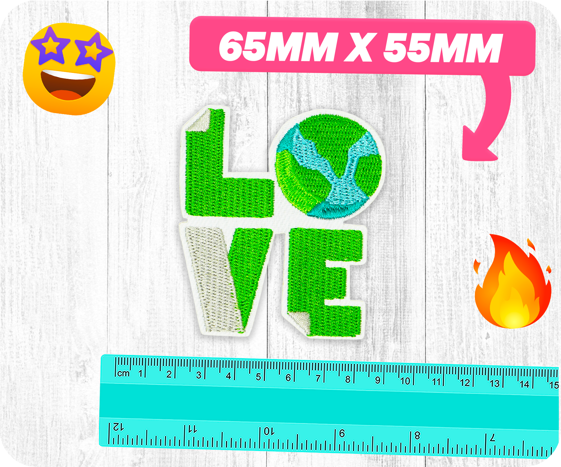 Love Earth Planet Climate Iron On Patch (6.5 x 5.5cm)