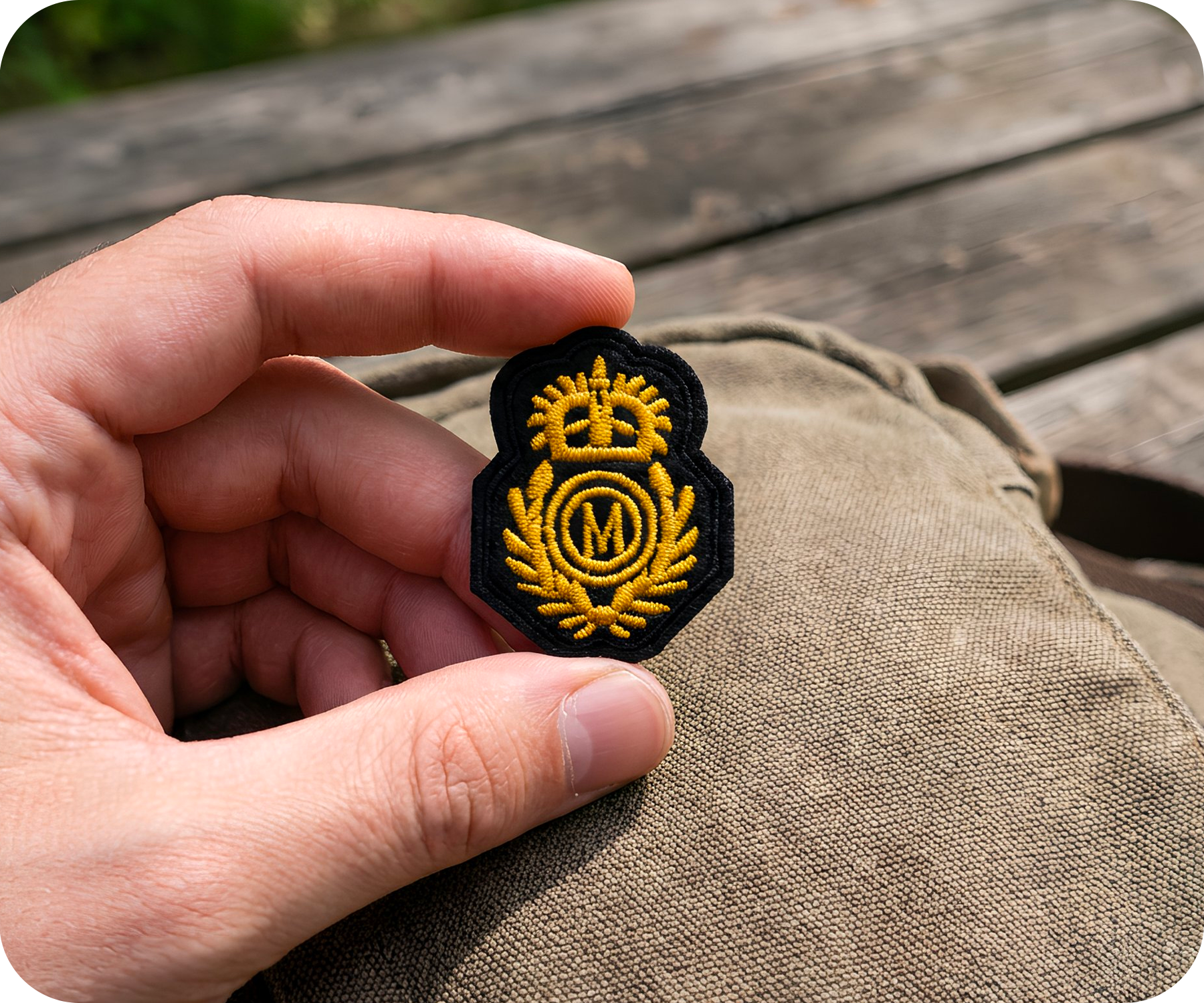 M Monogram Gold Crown Naval Cap Badge Iron On Patch (5 x 4cm) Secondary image