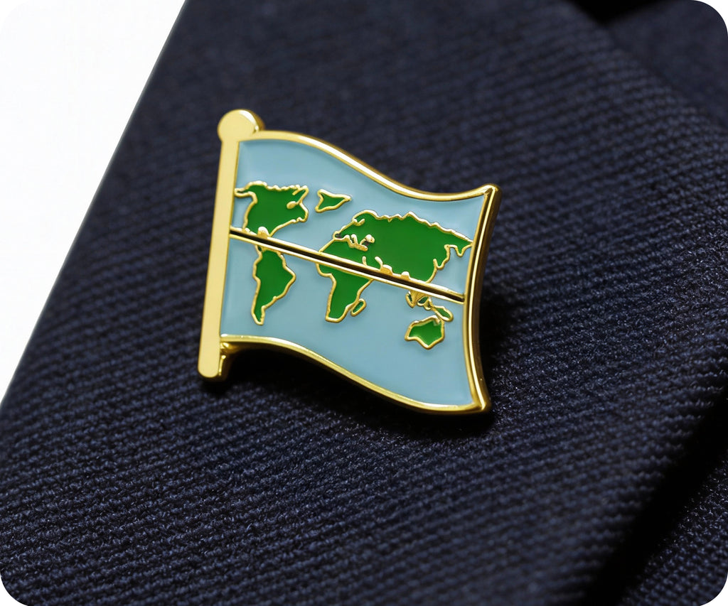 Equator Earth Map Flag Pin Badge