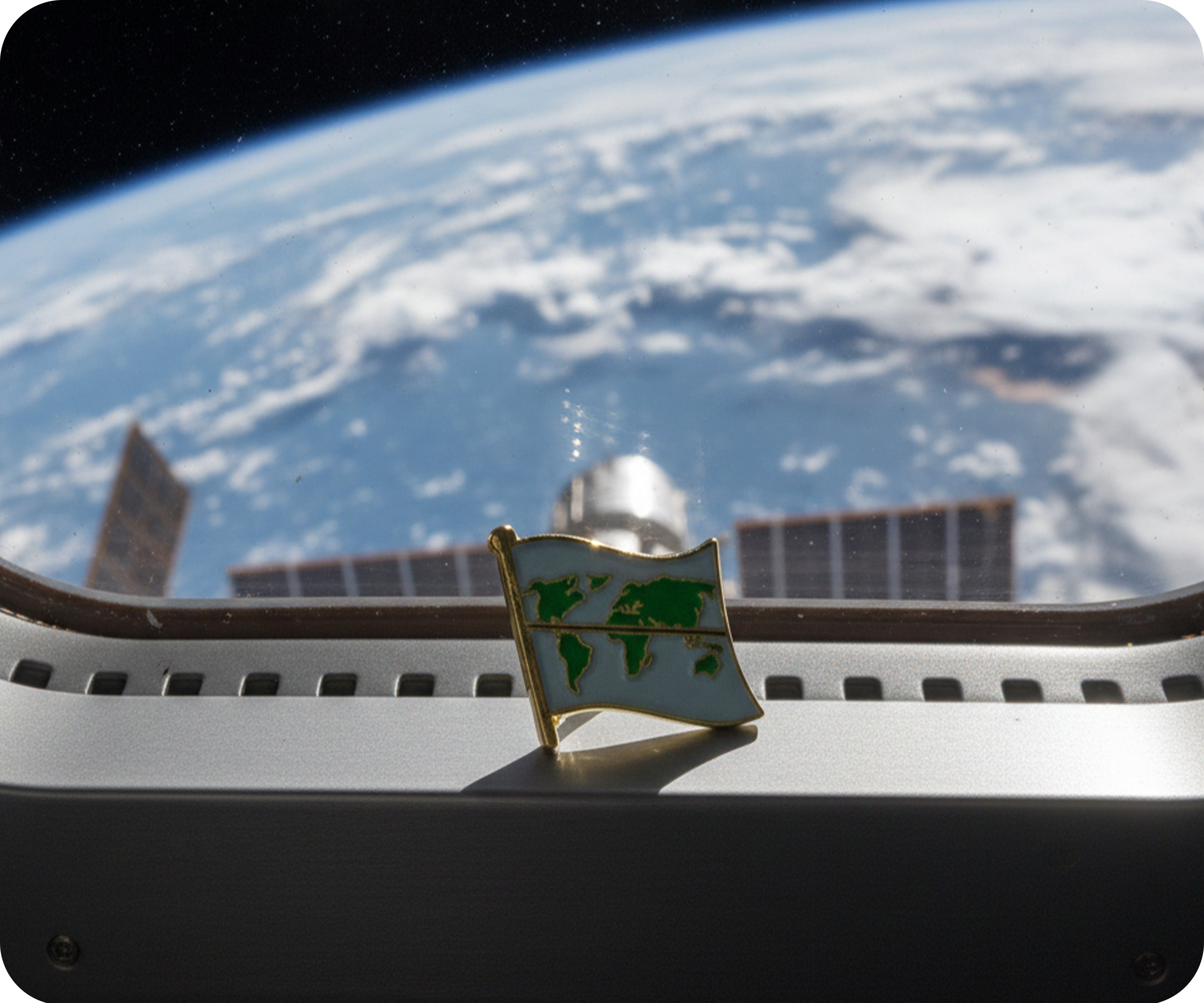 Equator Earth Map Flag Pin Badge